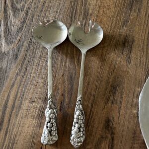 Elegant Silver Salad Serving Set with grapes